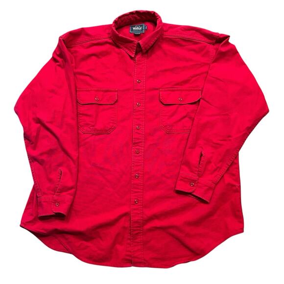 Woolrich Shirt Men's Large Red Button Down Heavy Cotton Canvas Vintage 70s USA - Picture 1 of 6
